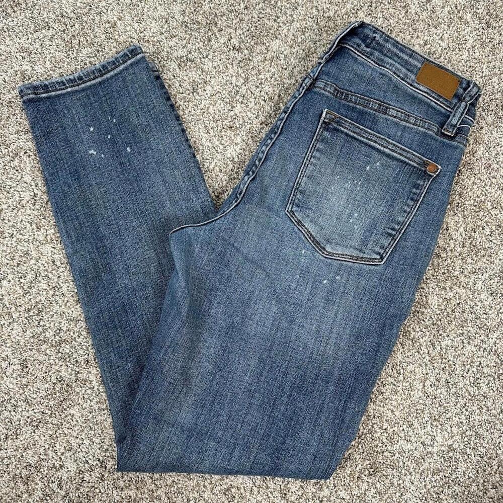 Judy Blue Jeans Womens‎ 27 Blue Boyfriend Fit Paint Splatter Dark Wash 28x28